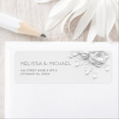 White Paper Cut Roses Minimalist  Wedding Etiket (Insitu)