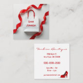 White Paper Gift Bag With Ribbons Vierkante Visitekaartje (Voorkant / Achterkant)