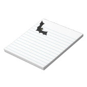 White paper met zwarte halloween Bat Silhouette Notitieblok (Linkerzijde)