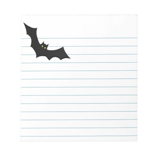 White paper met zwarte halloween Bat Silhouette Notitieblok (Voorkant)