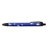 White paper planes on blue zwarte inkt pen (Bovenkant)