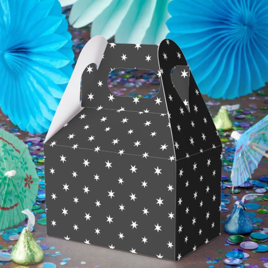 White Paper sterren op zwart decor Bedankdoosjes (Feest)