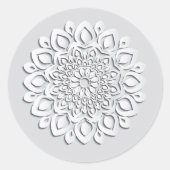 White Papercut Mandala Ronde Sticker (Voorkant)
