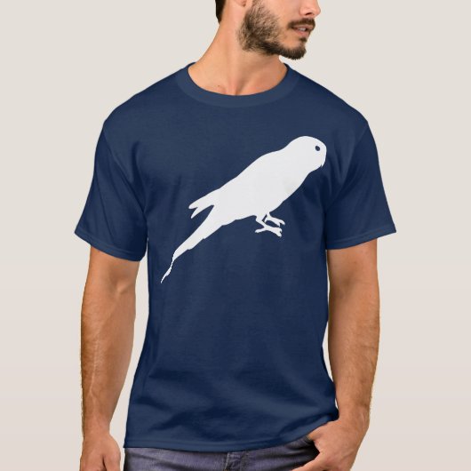 White Parakeet Bird Silhouette T-shirt (Voorkant)
