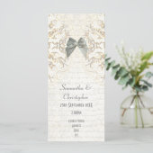 White parchment lace damask Church bruiloft progra Programmakaart (Staand voorkant)