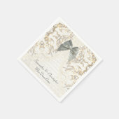 White parchment lace old damask bruiloft servetten (Hoek)