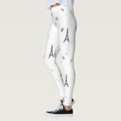 White Paris Frankrijk Eiffel Tower Pattern Leggings (Links)
