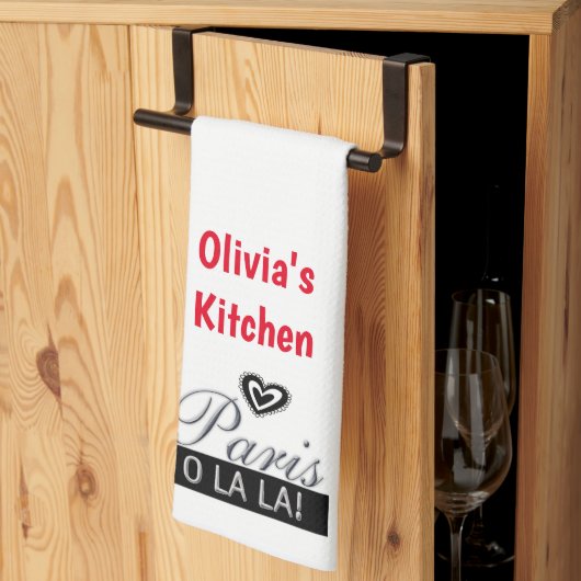 White Paris O La La La Red Kitchen Hand Towel Theedoek (Derde Gevouwen)