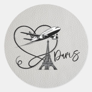 White Paris Passport Ronde Sticker