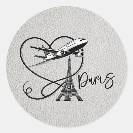 White Paris Passport Ronde Sticker (Voorkant)
