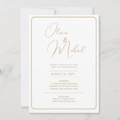 White Party bruiloft uitnodiging met gouden tekst (Voorkant)