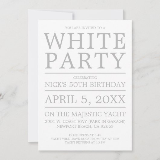 White Party Kaart (Voorkant)