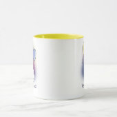 White Party Kitten met ballonnen Illustratie Mok (Midden)