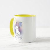White Party Kitten met ballonnen Illustratie Mok (Voorkant links)