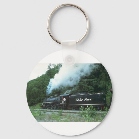 White Pass and Yukon in White Pass out Skagway Sleutelhanger (Voorkant)