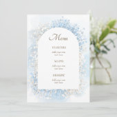 white pastel blue flowers menu (Staand voorkant)