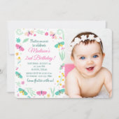 White Pastel Butterfly Girl Garden Photo Birthday  Kaart (Voorkant)