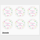 White Pastel Butterfly Girl’s Garden cupcake toppe Ronde Sticker (Vel)