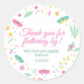White Pastel Butterfly Girl’s Garden Favor Label (Voorkant)