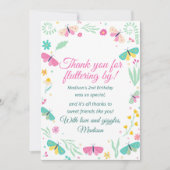 White Pastel Butterfly Girl’s Garden Party Theme Bedankkaart (Voorkant)