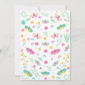 White Pastel Butterfly Girl’s Garden Party Theme Bedankkaart (Achterkant)