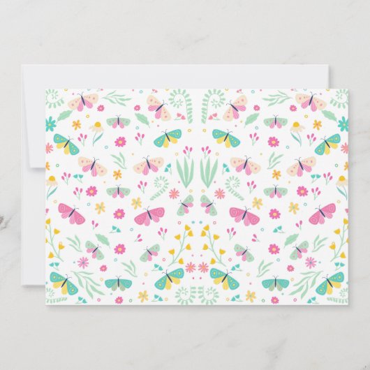 White Pastel Butterfly Girl’s Garden Photo Bedankkaart (Achterkant)