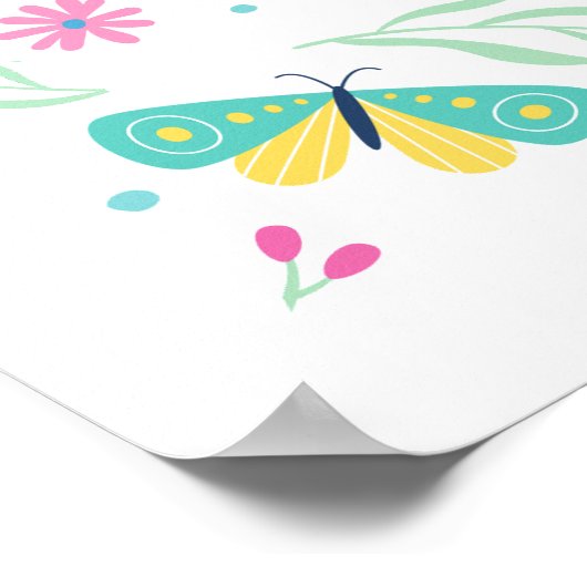 White Pastel Butterfly Girl’s Garden Welcome Poster (Hoek)