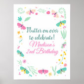 White Pastel Butterfly Girl’s Garden Welcome Poster (Voorkant)