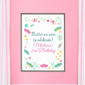 White Pastel Butterfly Girl’s Garden Welcome Poster