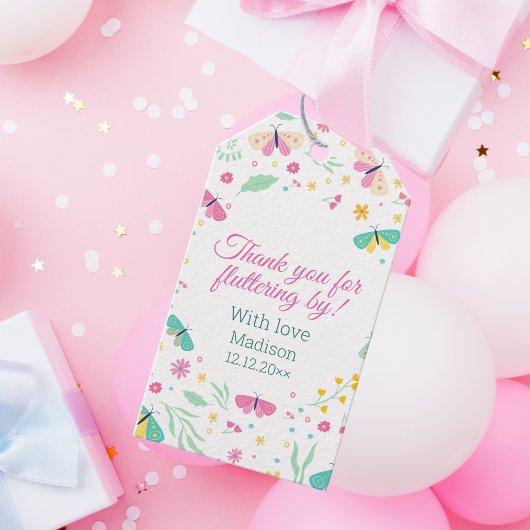 White Pastel Butterfly Girl's Garden Party Cadeaulabel