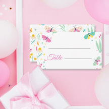 White Pastel Butterfly Girl's Garden plaatskaart