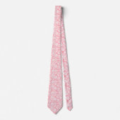 White & Pastel Pink Floral Damascus Patroon Stropdas (Voorkant)