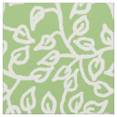 White Pattern of Leaves on Bleek Apple Green Stof (Close Up)