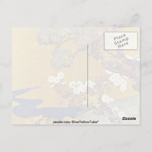 white Paulownias en Chrysanthemums, Sakai Hoitsu Briefkaart (Achterkant)