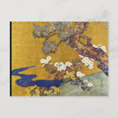 white Paulownias en Chrysanthemums, Sakai Hoitsu Briefkaart (Voorkant)