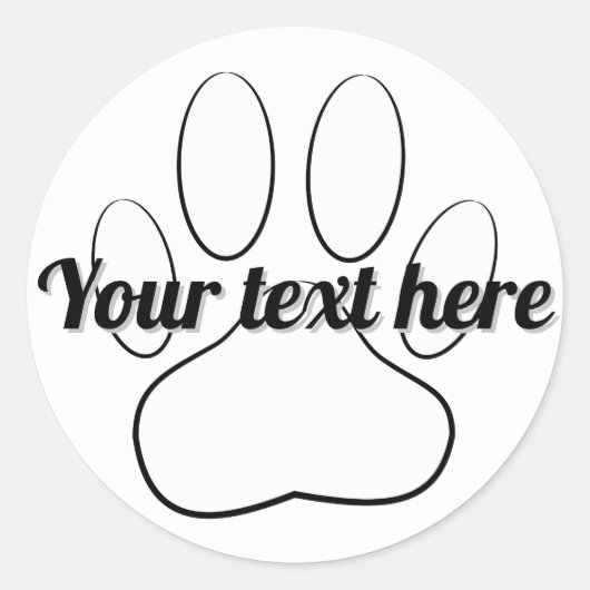 White Paw Afdrukken Aangepaste tekst toevoegen Ronde Sticker (Voorkant)