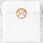 White Paw Afdrukken Verouderd papier Aangepaste te Ronde Sticker (Tas)