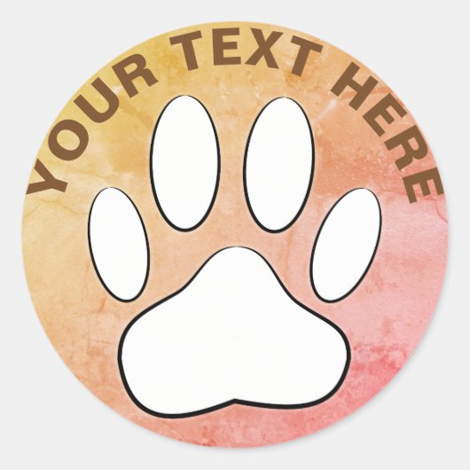 White Paw Afdrukken Verouderd papier Aangepaste te Ronde Sticker (Voorkant)