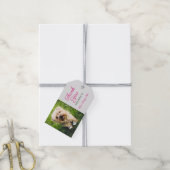 White Paw drukt roze foto's Dank je Cadeaulabel (Met Touw)