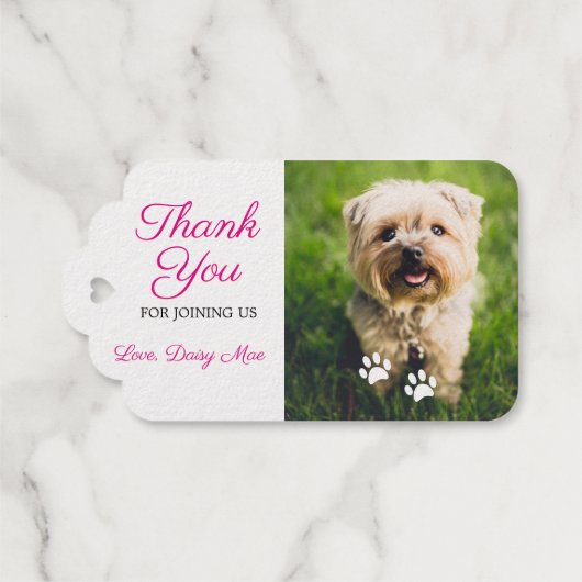 White Paw drukt roze foto's Dank je Cadeaulabels (Achterkant (horizontaal))