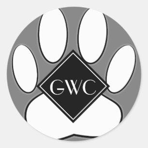 White Paw Print Aangepast monogram Ronde Sticker