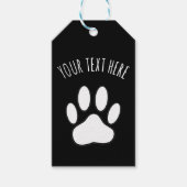 White Paw Print Aangepaste tekst Zwart Cadeaulabel (Voorkant)