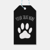 White Paw Print Aangepaste tekst Zwart Cadeaulabel (Achterkant)