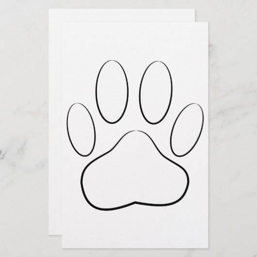 White Paw Print Briefpapier (Voorkant / Achterkant)