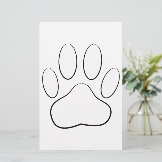 White Paw Print Briefpapier (Staand voorkant)