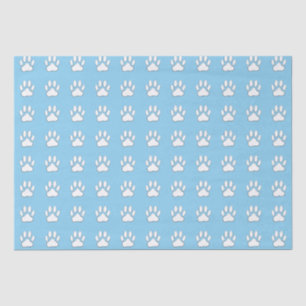 White Paw Print Cartoon Tekenpatroon op blauw Tissuepapier