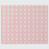 White Paw Print Cartoon Tekenpatroon op roze Cadeaupapier (Vlak)