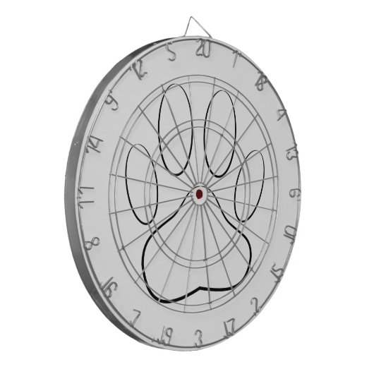 White Paw Print Dartbord (Voorkant Links)