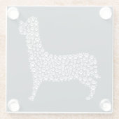 White Paw Print Dog Silhouette Pattern Fabric Glazen Onderzetter (Achterkant)