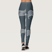 White Paw Print Dog Silhouette Pattern Fabric Leggings (Achterkant)